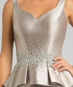 Feriani Couture - 18559 Pearls And Peplum Cocktail Dress 8 Feriani Couture - 18559 Pearls And Peplum Cocktail Dress