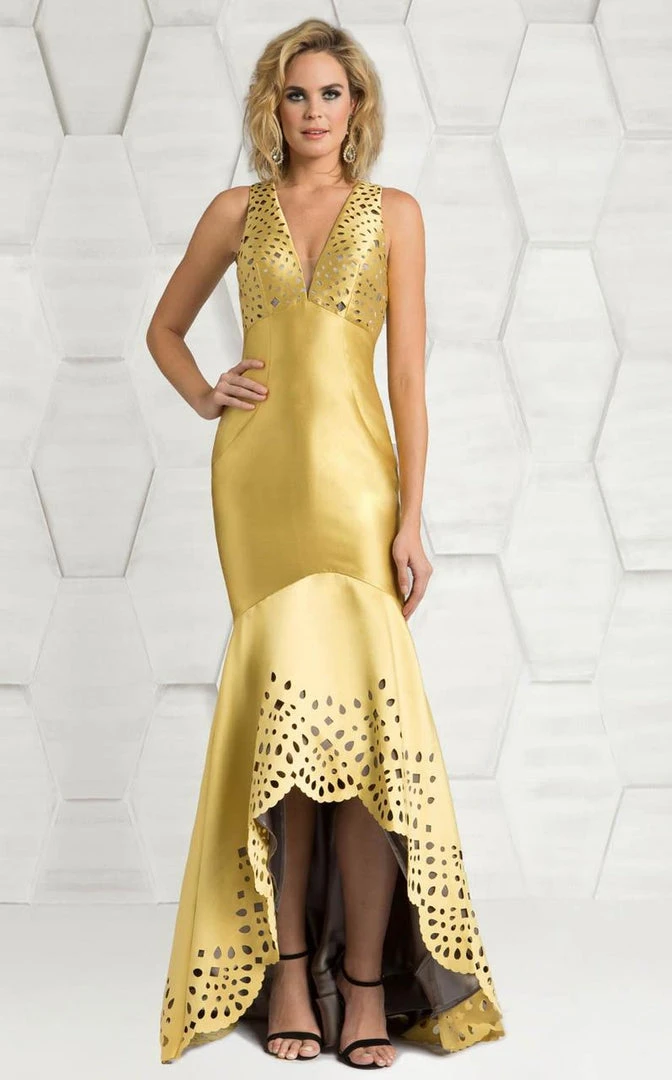 Feriani Couture - 18575 Sleeveless Deep V-Neck Trumpet Dress 3 Feriani Couture - 18575 Sleeveless Deep V-Neck Trumpet Dress