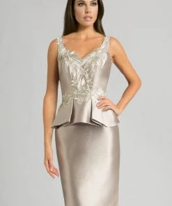 Feriani Couture - 18620 Embroidered Two-Piece Peplum Dress