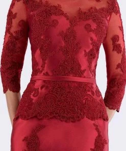 Feriani Couture - 18640 Quarter Sleeve Appliqued Peplum Sheath Dress 7 Feriani Couture - 18640 Quarter Sleeve Appliqued Peplum Sheath Dress