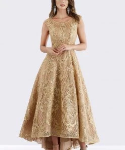 Feriani Couture - 18650 Cap Sleeve Embroidered High Low Gown