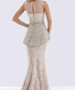 Feriani Couture - 18655 Embellished Illusion Bateau Peplum Dress 6 Feriani Couture - 18655 Embellished Illusion Bateau Peplum Dress