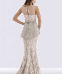 Feriani Couture - 18655 Embellished Illusion Neckline Peplum Sheath Dress - 1 Pc Stone In Size 8 Available 6 Feriani Couture - 18655 Embellished Illusion Neckline Peplum Sheath Dress - 1 Pc Stone In Size 8 Available