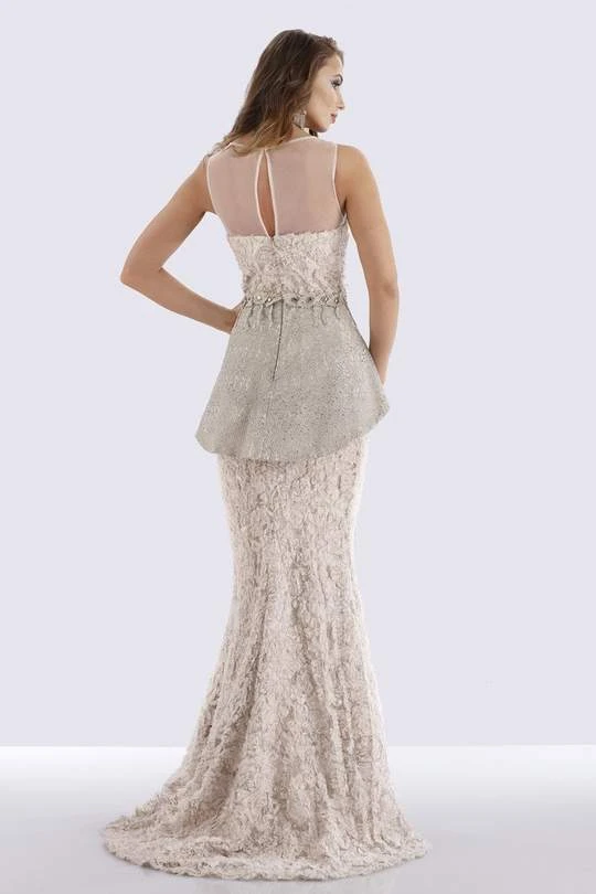 Feriani Couture - 18655 Embellished Illusion Neckline Peplum Sheath Dress - 1 Pc Stone In Size 8 Available 4 Feriani Couture - 18655 Embellished Illusion Neckline Peplum Sheath Dress - 1 Pc Stone In Size 8 Available