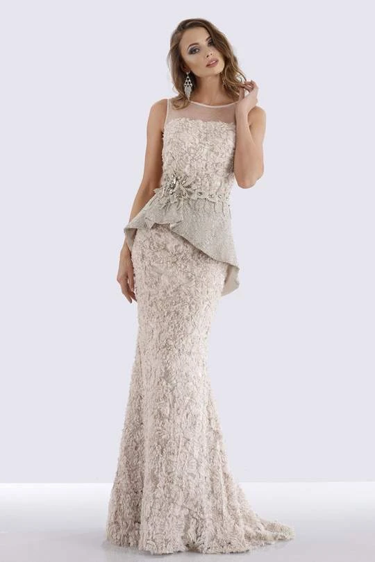 Feriani Couture - 18655 Embellished Illusion Neckline Peplum Sheath Dress - 1 Pc Stone In Size 8 Available 3 Feriani Couture - 18655 Embellished Illusion Neckline Peplum Sheath Dress - 1 Pc Stone In Size 8 Available