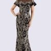Feriani Couture - 18659 Embroidered Illusion Ruffled Evening Dress