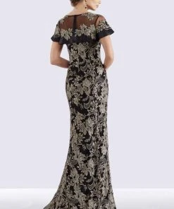 Feriani Couture - 18659 Ruffle Flounce Embroidery Long Evening Dress - 1 Pc Champagne In Size 6 Available