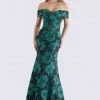 Feriani Couture - 18675 Surplice Fold Over Off Shoulder Floral Gown