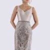 Feriani Couture - 18690 Knee Length Sleek Embroidered Lattice Dress