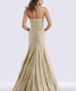 Feriani Couture - 18695 Lace Straight Neck Trumpet Dress With Cape 9 Feriani Couture - 18695 Lace Straight Neck Trumpet Dress With Cape