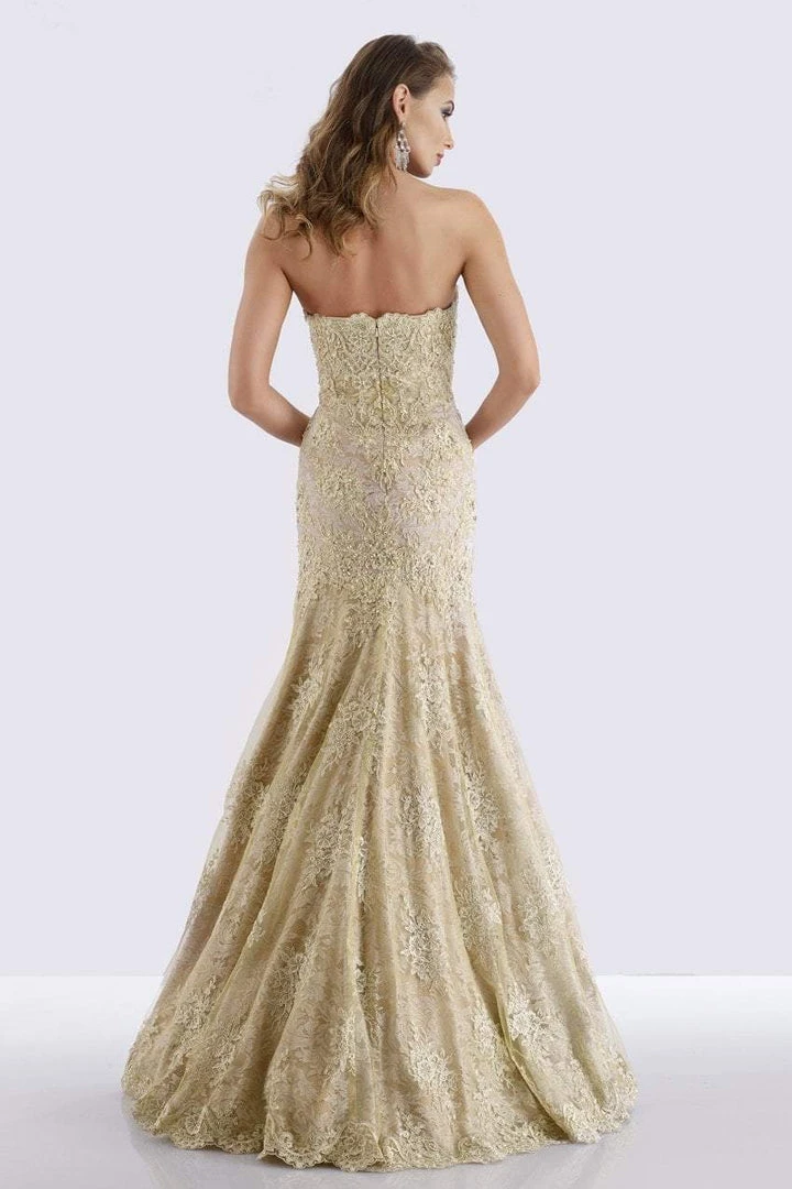 Feriani Couture - 18695 Lace Straight Neck Trumpet Dress With Cape 4 Feriani Couture - 18695 Lace Straight Neck Trumpet Dress With Cape