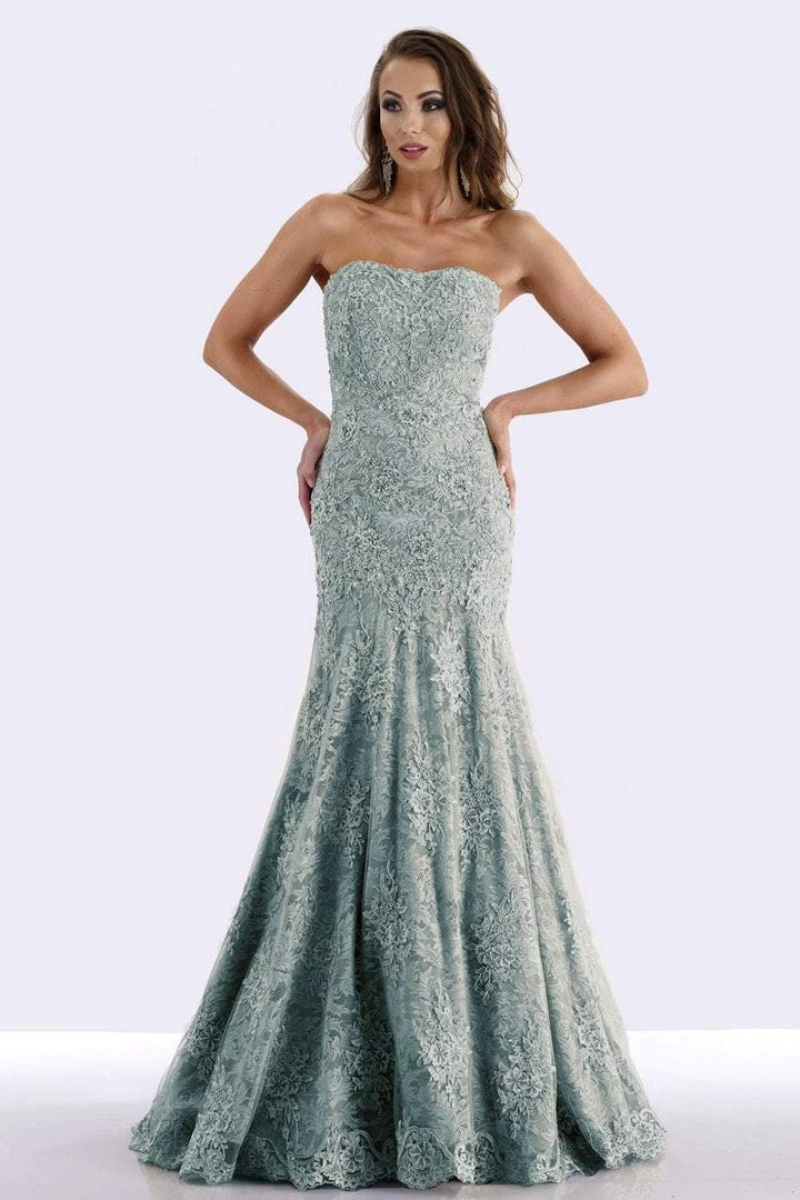 Feriani Couture - 18695 Lace Straight Neck Trumpet Dress With Cape 8 Feriani Couture - 18695 Lace Straight Neck Trumpet Dress With Cape