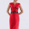 Feriani Couture - 18699 Cap Sleeve Contrast Floral Beaded Sheath Dress 1 Feriani Couture - 18699 Cap Sleeve Contrast Floral Beaded Sheath Dress