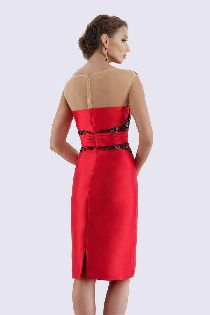 Feriani Couture - 18699 Cap Sleeve Contrast Floral Beaded Sheath Dress 4 Feriani Couture - 18699 Cap Sleeve Contrast Floral Beaded Sheath Dress