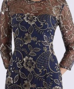 Feriani Couture - 18717 Quarter Length Sleeve Floral Lace Sheath Dress 6 Feriani Couture - 18717 Quarter Length Sleeve Floral Lace Sheath Dress