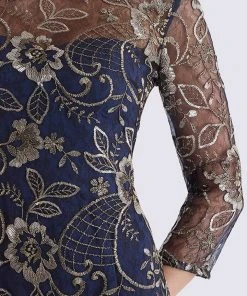 Feriani Couture - 18718 Floral Lace Long Sleeve Sheath Dress