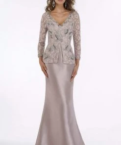 Feriani Couture - 18877 Floral Beaded Lace Peplum Mermaid Gown