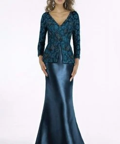 Feriani Couture - 18877 Floral Beaded Lace Peplum Mermaid Gown 9 Feriani Couture - 18877 Floral Beaded Lace Peplum Mermaid Gown