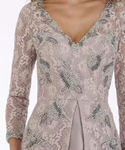 Feriani Couture - 18877 Floral Beaded Lace Peplum Mermaid Gown 8 Feriani Couture - 18877 Floral Beaded Lace Peplum Mermaid Gown