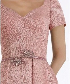 Feriani Couture - 18890 V-Neck Short Sleeves Peplum Cocktail Dress