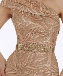 Feriani Couture - 18916 Pleated Asymmetrical Trumpet Lace Gown 7 Feriani Couture - 18916 Pleated Asymmetrical Trumpet Lace Gown