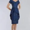 Feriani Couture - 18953 Short Sleeve Knee Length Peplum Beaded Dress