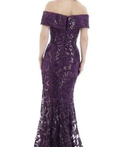 Feriani Couture - 18973 Off-Shoulder Paillette Adorned Trumpet Gown