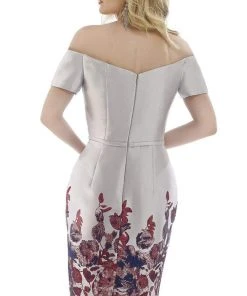 Feriani Couture - 20101 Off-Shoulder Glitter Floral Print Dress 6 Feriani Couture - 20101 Off-Shoulder Glitter Floral Print Dress