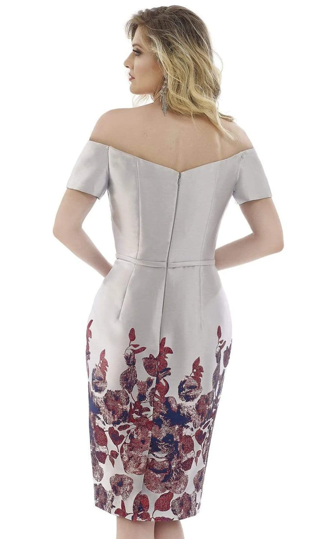 Feriani Couture - 20101 Off-Shoulder Glitter Floral Print Dress 4 Feriani Couture - 20101 Off-Shoulder Glitter Floral Print Dress