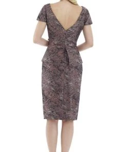 Feriani Couture - 20103 Sleeves V-Neck Peplum Sheath Dress