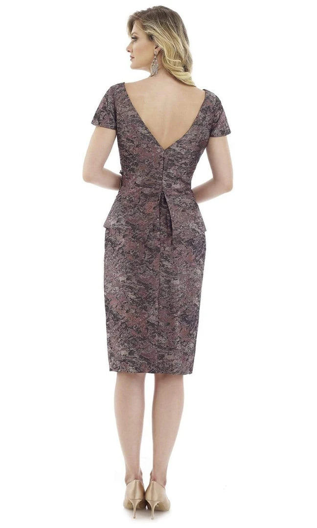 Feriani Couture - 20103 Sleeves V-Neck Peplum Sheath Dress 4 Feriani Couture - 20103 Sleeves V-Neck Peplum Sheath Dress