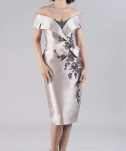 Feriani Couture - 20516 Bow Accented Off Shoulder Dress