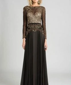 Feriani Couture - 26237 Bedazzled Bateau Sheer Dress