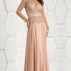 Feriani Couture 26237 Long Sleeve Sheer Embellished Long Dress