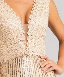 Feriani Couture - 26241 Accented Deep V-neck Mermaid Dress