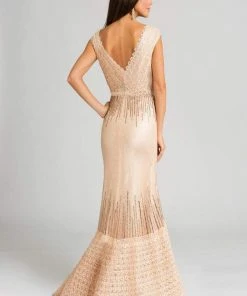 Feriani Couture - 26241 Accented Deep V-neck Mermaid Dress