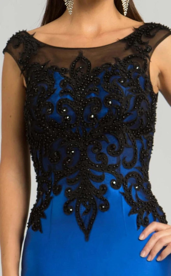 Feriani Couture - 26246 Beaded Cap Sleeves Sheath Short Dress 5 Feriani Couture - 26246 Beaded Cap Sleeves Sheath Short Dress