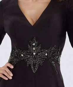 Feriani Couture - 26254 Long Sleeve V-Neck Beaded Jumpsuit 7 Feriani Couture - 26254 Long Sleeve V-Neck Beaded Jumpsuit