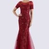 Feriani Couture - 26260 Short Sleeve Soutache Embellished Trumpet Gown