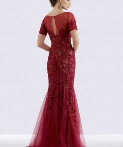 Feriani Couture - 26260 Short Sleeve Soutache Embellished Trumpet Gown