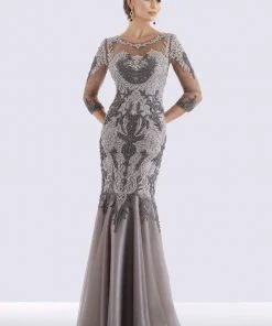 Feriani Couture - 26266 Quarter Length Sleeved Trumpet Gown