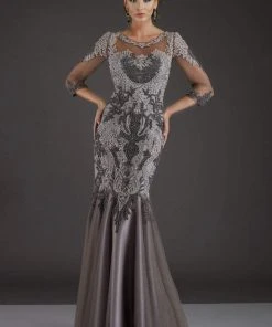Feriani Couture - 26266 Quarter Length Sleeved Trumpet Gown