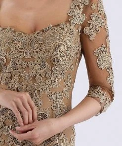 Feriani Couture - 26271 Quarter Length Sleeve Lace Sheath Gown