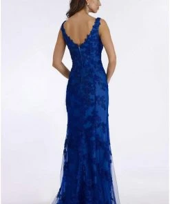 Feriani Couture - 26291 Embroidered Plunging V-neck Trumpet Dress