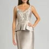 Feriani Couture Embroidered Sleeveless Peplum Cocktail Dress 18620