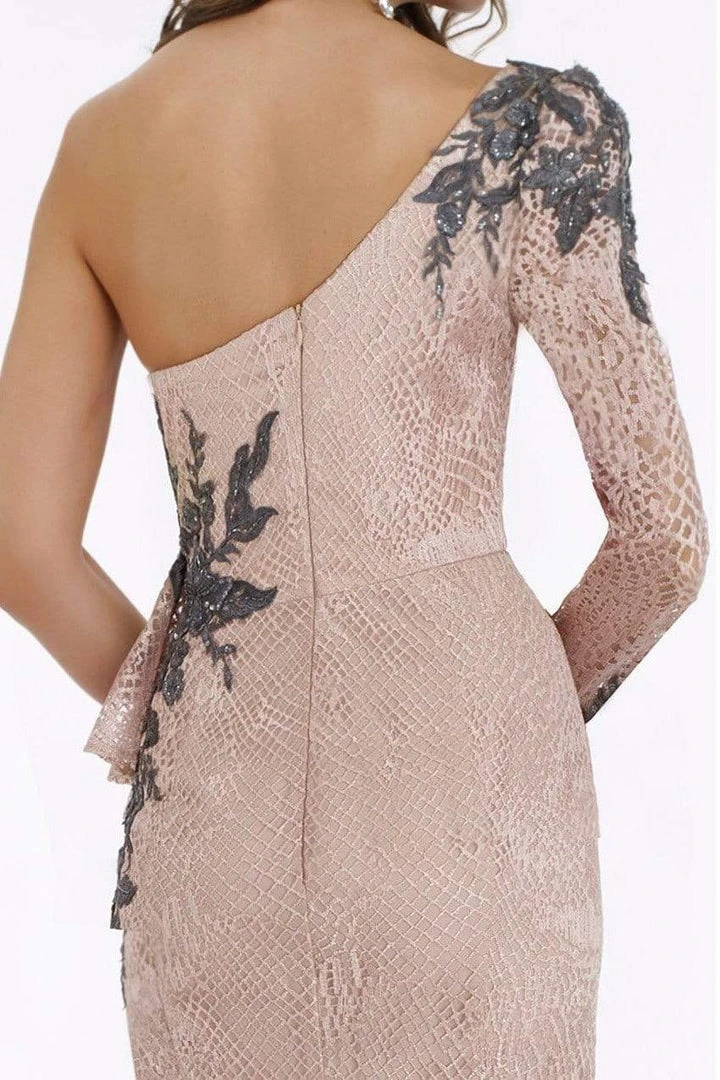 Feriani Couture - Long Sleeve Beaded Applique Asymmetrical Gown 18908 6 Feriani Couture - Long Sleeve Beaded Applique Asymmetrical Gown 18908