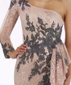 Feriani Couture - Long Sleeve Beaded Applique Asymmetrical Gown 18908 8 Feriani Couture - Long Sleeve Beaded Applique Asymmetrical Gown 18908