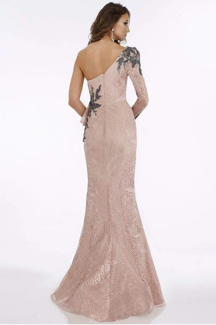 Feriani Couture - Long Sleeve Beaded Applique Asymmetrical Gown 18908 4 Feriani Couture - Long Sleeve Beaded Applique Asymmetrical Gown 18908