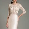 Feriani Couture - Quarter Sleeve Illusion Lace Appliqued Dress 18503 - 1 Pc Silver In Size 10 Available 2 Feriani Couture - Quarter Sleeve Illusion Lace Appliqued Dress 18503 - 1 Pc Silver In Size 10 Available