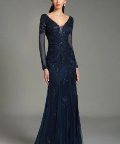 Feriani Couture Sequined Sheer Evening Gown 26217
